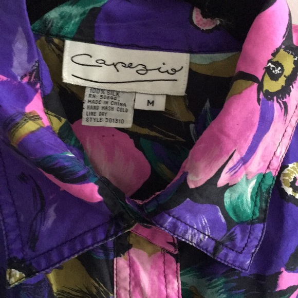 Vintage Colorful Silk Floral Button Down Long Sleeve Size Medium - Picture 5 of 8